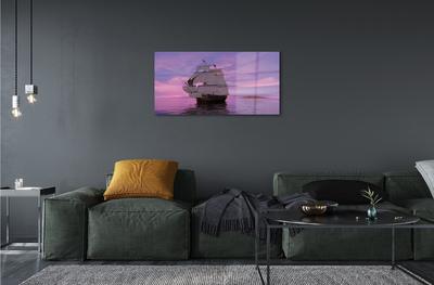 akrylový obraz Fialové nebe ship sea