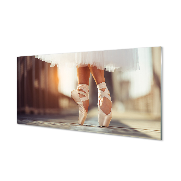 akrylový obraz Bílé baletní boty ženské nohy