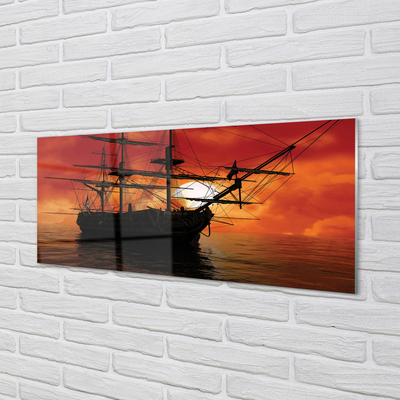 akrylový obraz Loď moře nebe mraky slunce