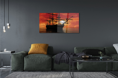 akrylový obraz Loď moře nebe mraky slunce