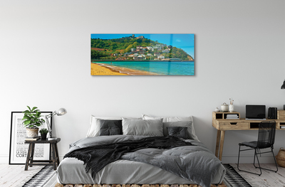 akrylový obraz Španělsko pláž horské městečko