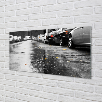 akrylový obraz Car podzimní listí silnice