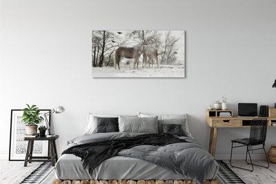 akrylový obraz Zimní lesní jednorožci