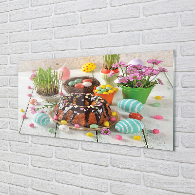 akrylový obraz Vajíčko dort květiny