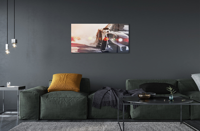 akrylový obraz Černé auto light