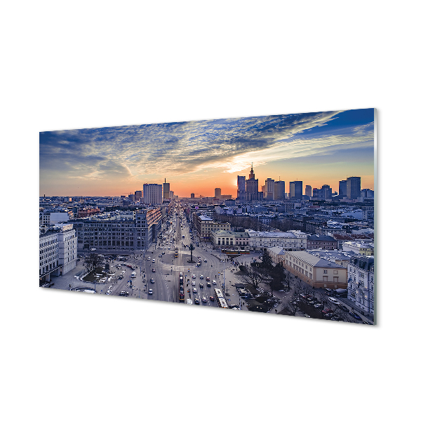 akrylový obraz Varšava mrakodrapy Sunset