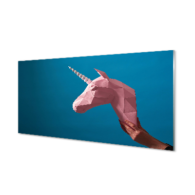 akrylový obraz Růžový jednorožec origami