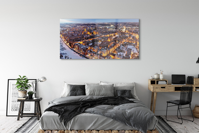 akrylový obraz Gdańsk Winter panorama řeka