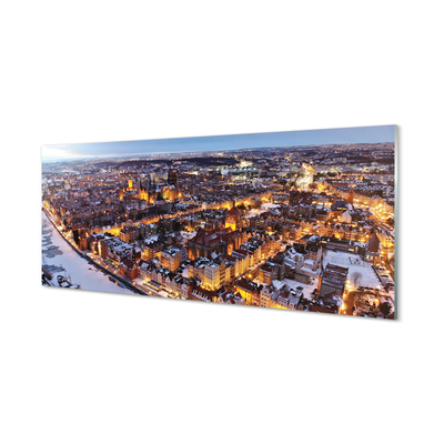 akrylový obraz Gdańsk Winter panorama řeka
