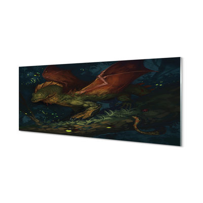 akrylový obraz Zelený drak v lese