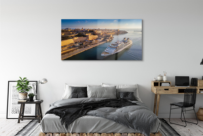 akrylový obraz Loď sea city sky