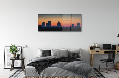 akrylový obraz Sunset panorama Varšavy