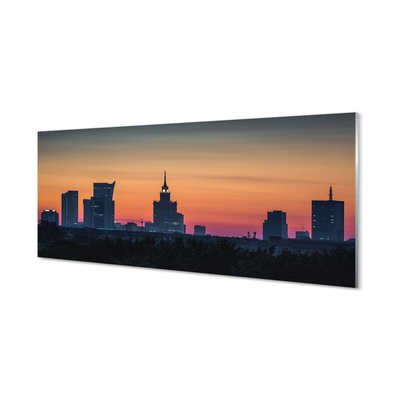 akrylový obraz Sunset panorama Varšavy