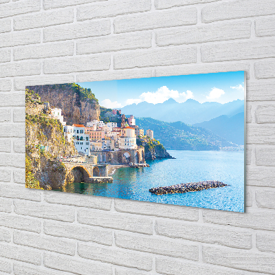 akrylový obraz Itálie pobřeží mořské stavby