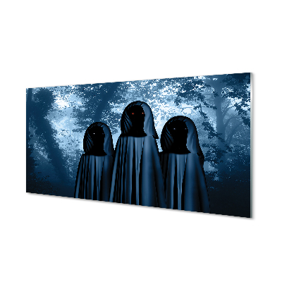 akrylový obraz Lesních stromů strašidelnými postavami