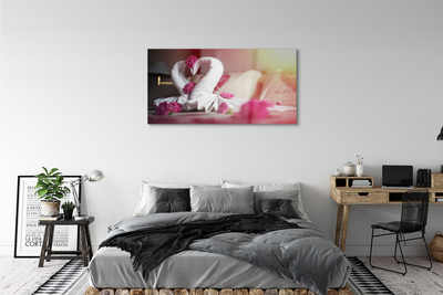 akrylový obraz Ručníky labutě květiny