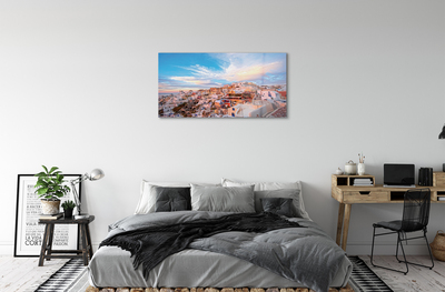 akrylový obraz Řecko panorama města západu slunce