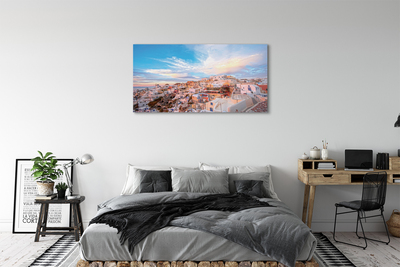 akrylový obraz Řecko panorama města západu slunce