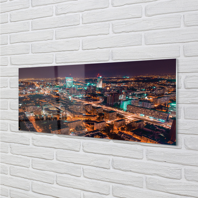 akrylový obraz Varšava Město noční panorama