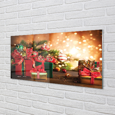 akrylový obraz Dárky vánoční ozdoby světla