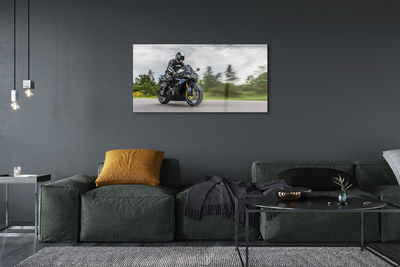 akrylový obraz Motocykl silnice mraky nebe