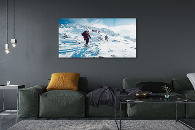 akrylový obraz Lezení na hory v zimě
