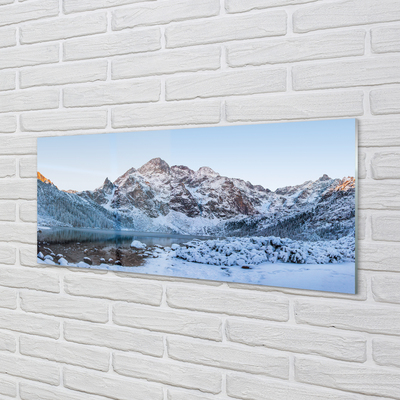 akrylový obraz Horské zimní jezero