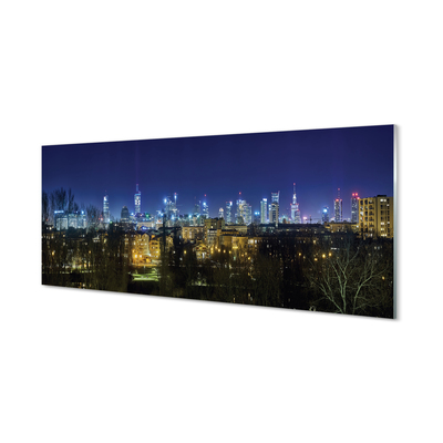 akrylový obraz Noční panorama Varšavy