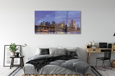 akrylový obraz Sunset bridge river