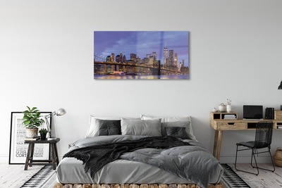 akrylový obraz Sunset bridge river
