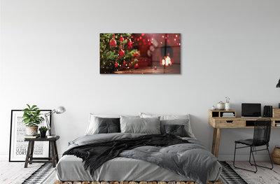 akrylový obraz Ozdoby vánoční strom dárky