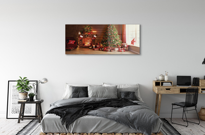 akrylový obraz Krbová dárky vánoční stromky