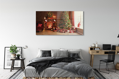 akrylový obraz Krbová dárky vánoční stromky