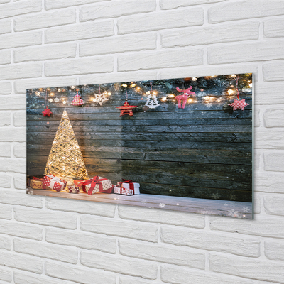 akrylový obraz Dárky Vánoční strom dekorace desky