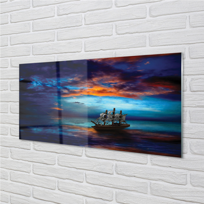 akrylový obraz Zataženo mořská loď večer