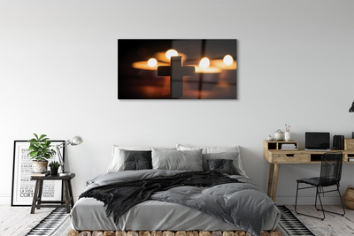 akrylový obraz kříž svíček