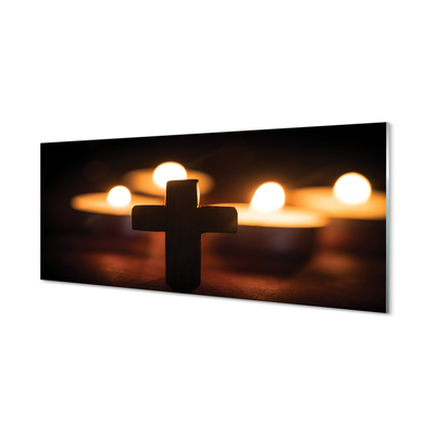 akrylový obraz kříž svíček