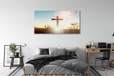 akrylový obraz Kříž pole Slunce