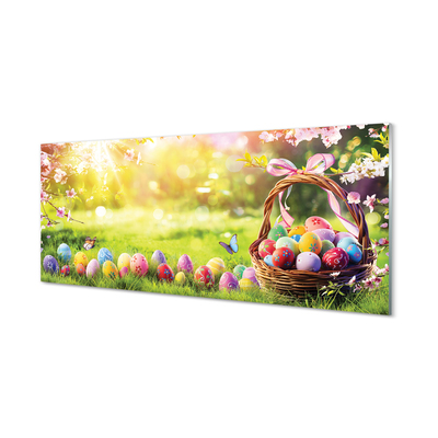 akrylový obraz Basket vejce květina louka