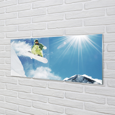 akrylový obraz Man mountain snow board