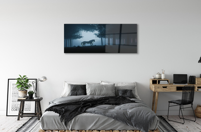 akrylový obraz Las noc jednorožec