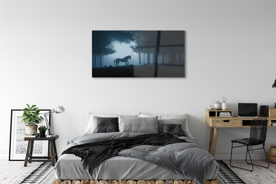 akrylový obraz Las noc jednorožec