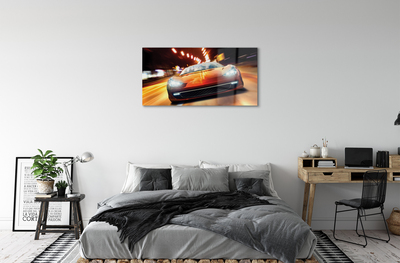 akrylový obraz Sportovní auto světla města