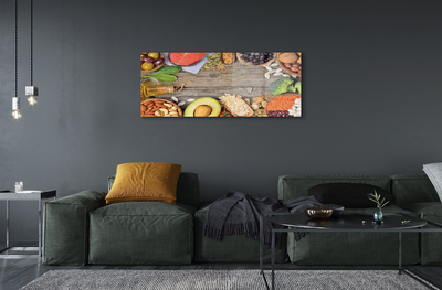 akrylový obraz Fazole brokolice avokádo ořechy
