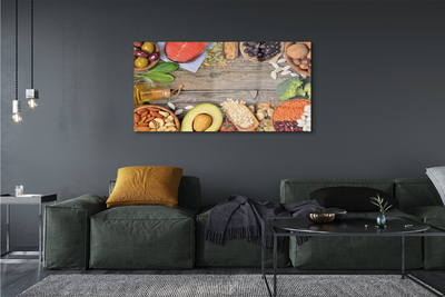 akrylový obraz Fazole brokolice avokádo ořechy
