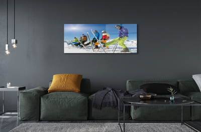 akrylový obraz Lyžaři zimní hory