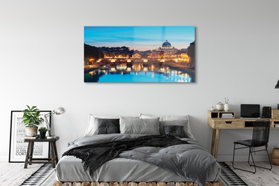 akrylový obraz Řím západu slunce říční mosty