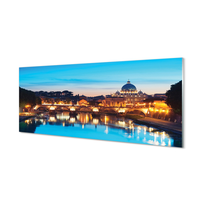 akrylový obraz Řím západu slunce říční mosty