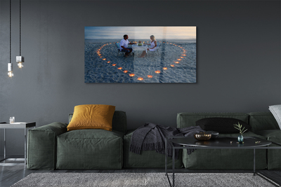 akrylový obraz Srdce s pár svíček moře