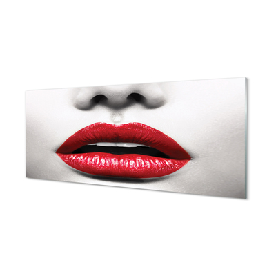 akrylový obraz Červené rty nos žena